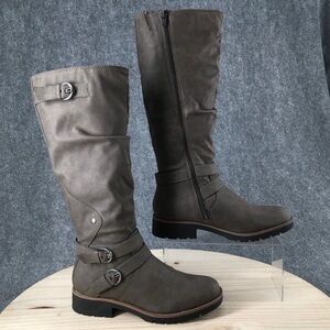 American Rag Womens Brinley Faux Leather Motorcycle Boots Charcol Size 8M